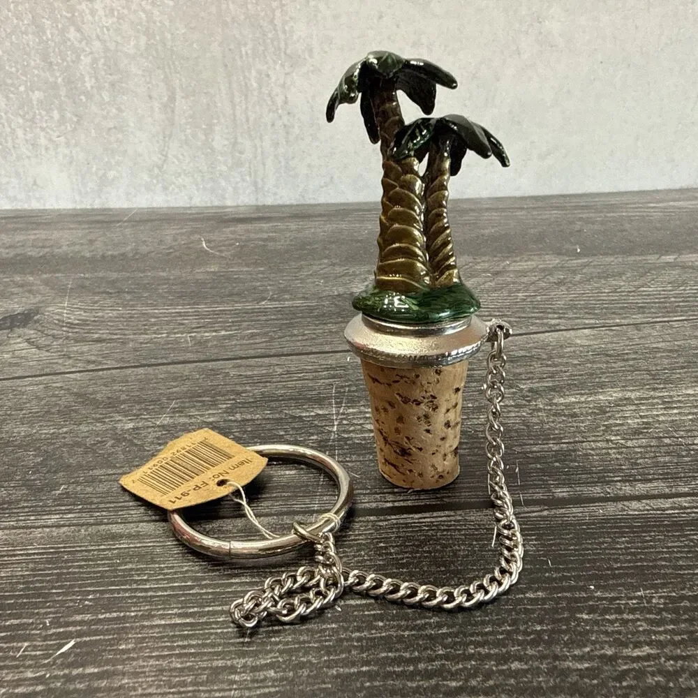 Pewter Palm Tree Wine Bottle Cork